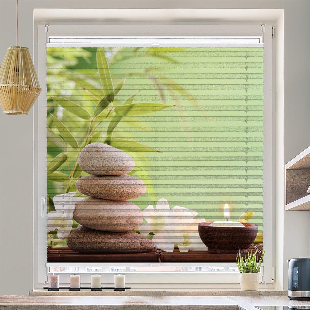 Wabenplissee Motiv "Orchideen Bambus Steinturm Kerze" - La-Melle