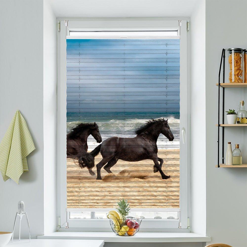 Wabenplissee Motiv "Pferde Strand Galopp" - La-Melle