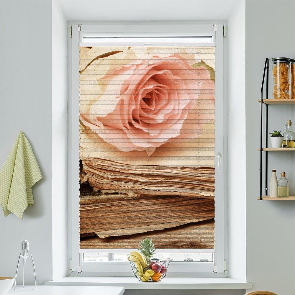 Plissee Motiv "Rose Buch vintage" - La-Melle