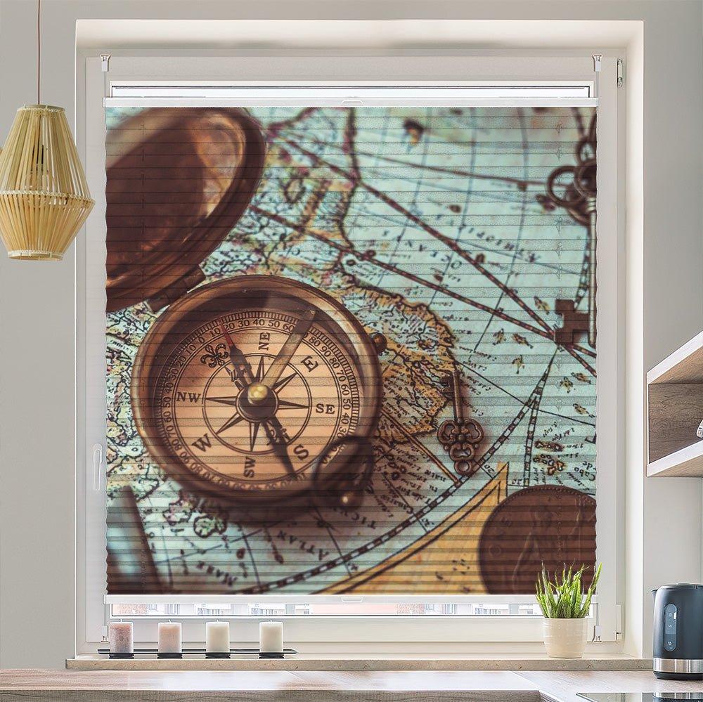 Plissee Motiv "Kompass vintage" - La-Melle