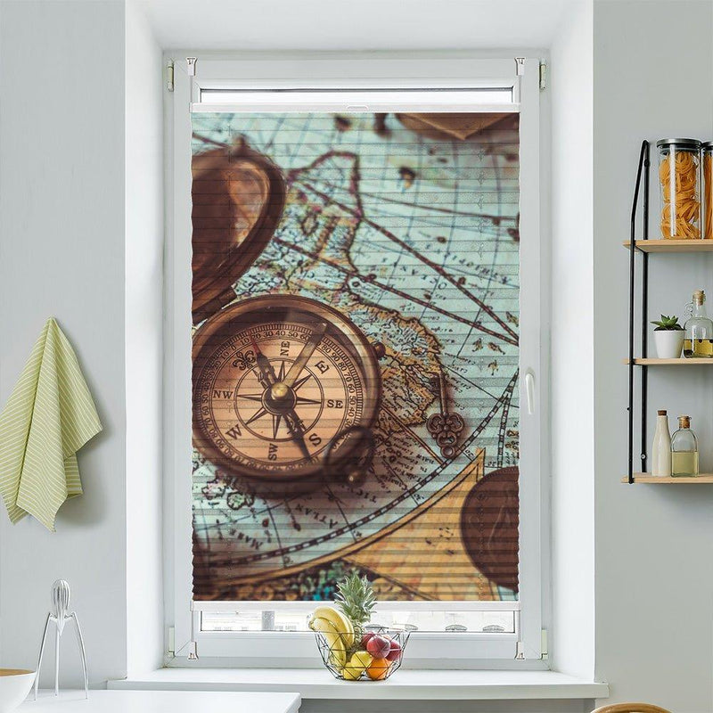 Plissee Motiv "Kompass vintage" - La-Melle