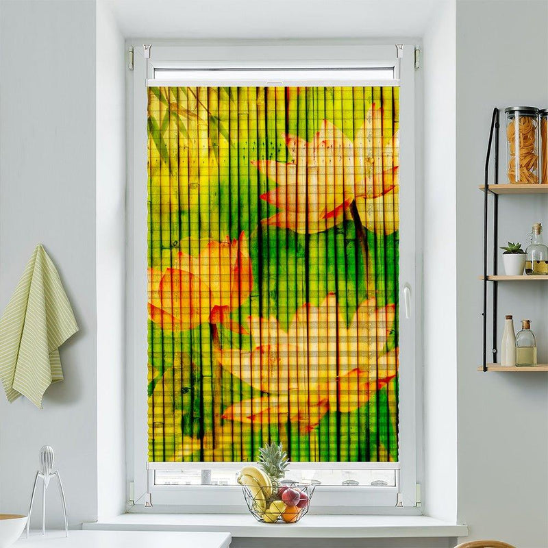 Plissee Motiv "Seerosen Auf Bambus Gemalt" - La-Melle