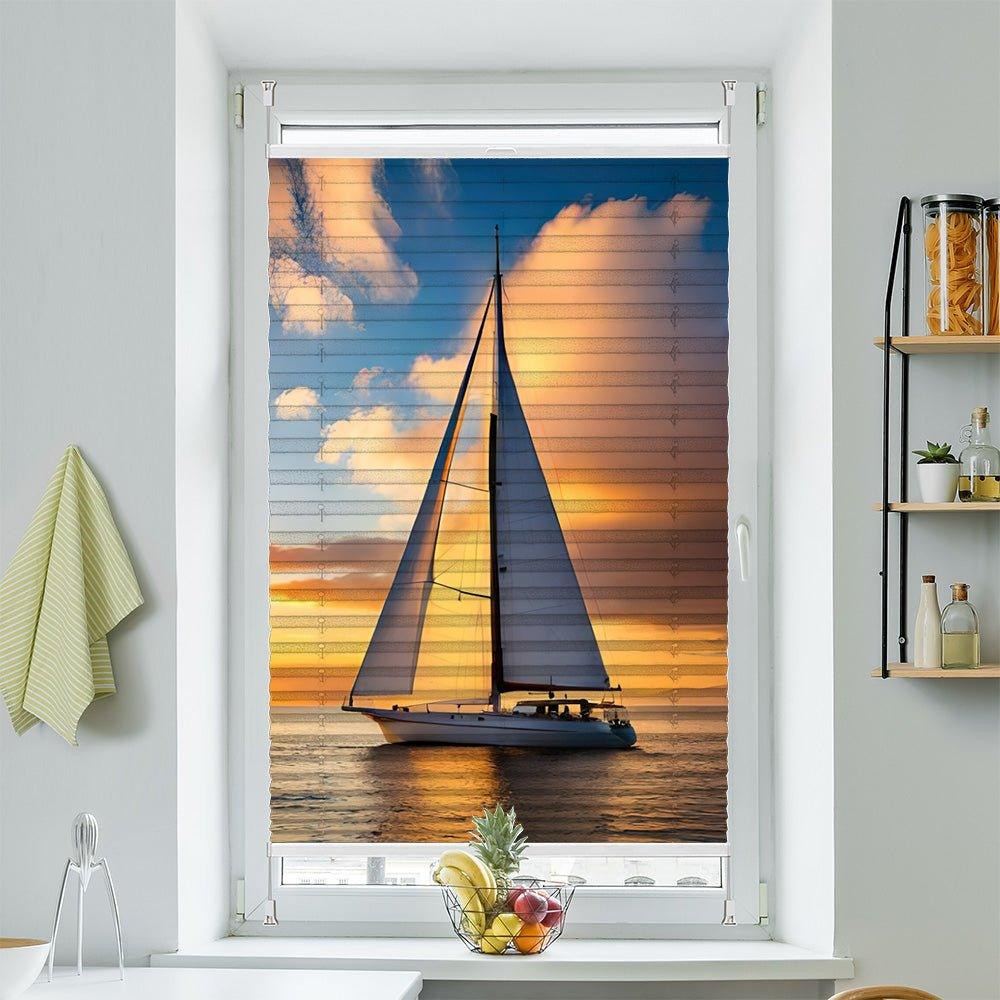 Plissee Motiv "Sommer Segelboot" - La-Melle