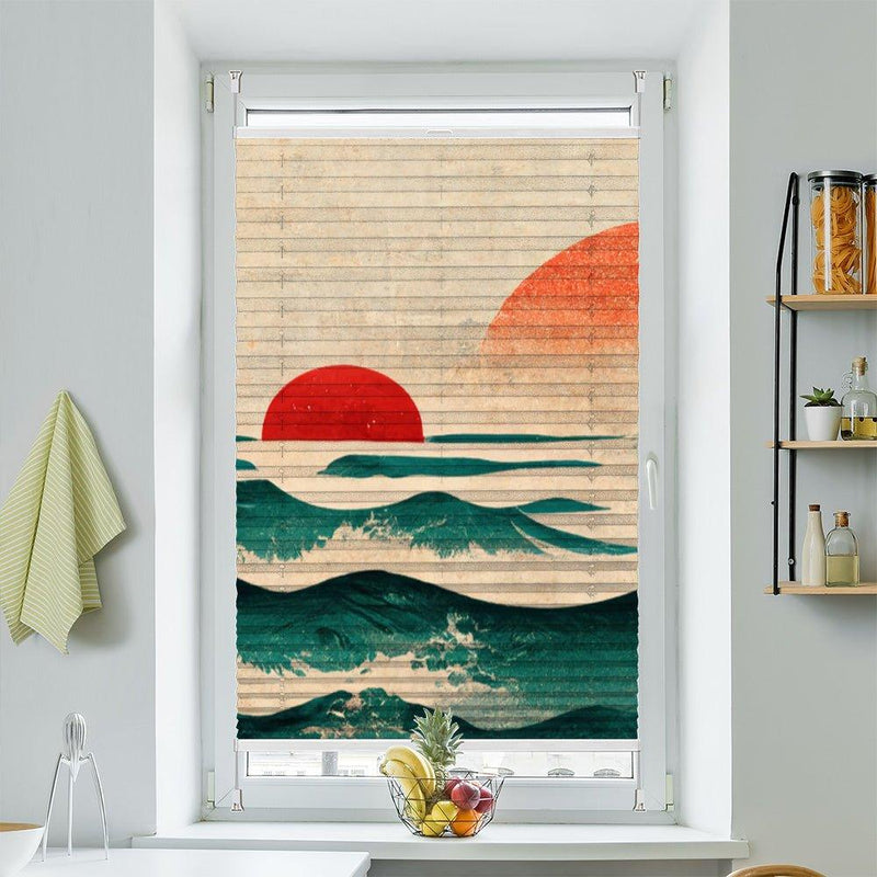 Plissee Motiv "Asiatisch Sonnenuntergang Meer"