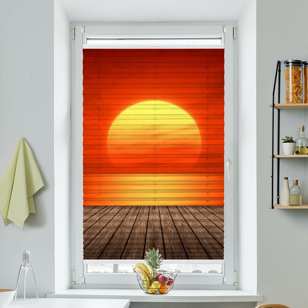Wabenplissee Motiv "Meer Steg Sonnenuntergang" - La-Melle