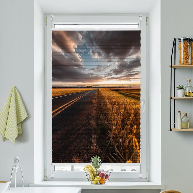 Wabenplissee Motiv "Strasse Kornfeld" - La-Melle