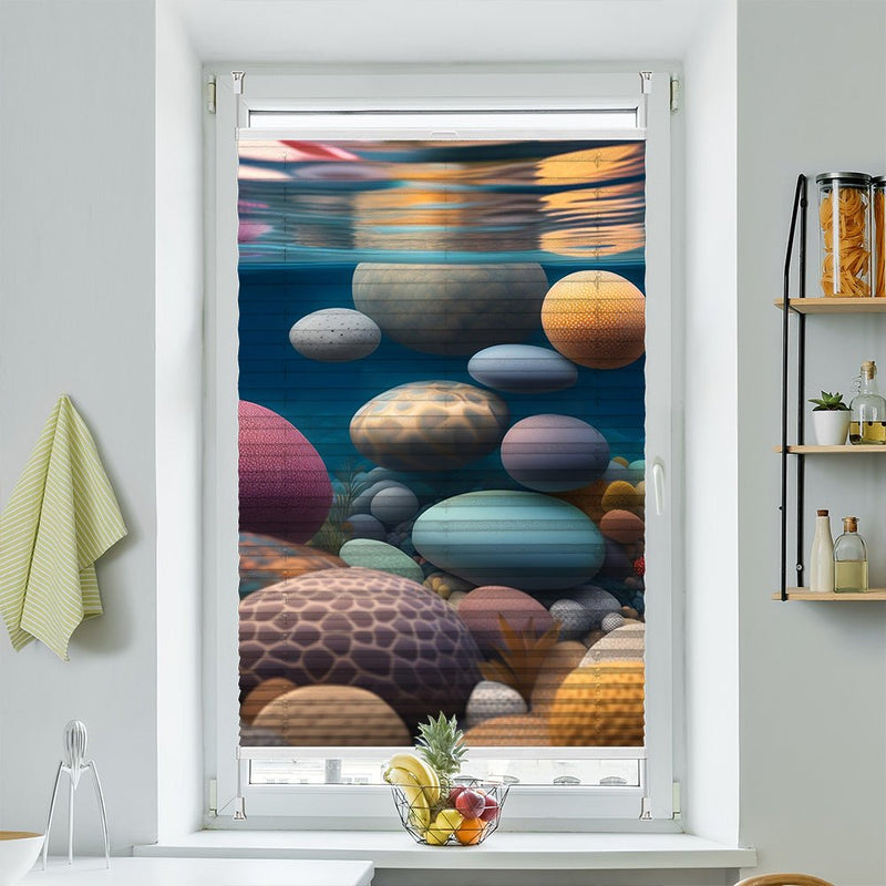 Wabenplissee Motiv "Steine Fluss abstrakt" - La-Melle