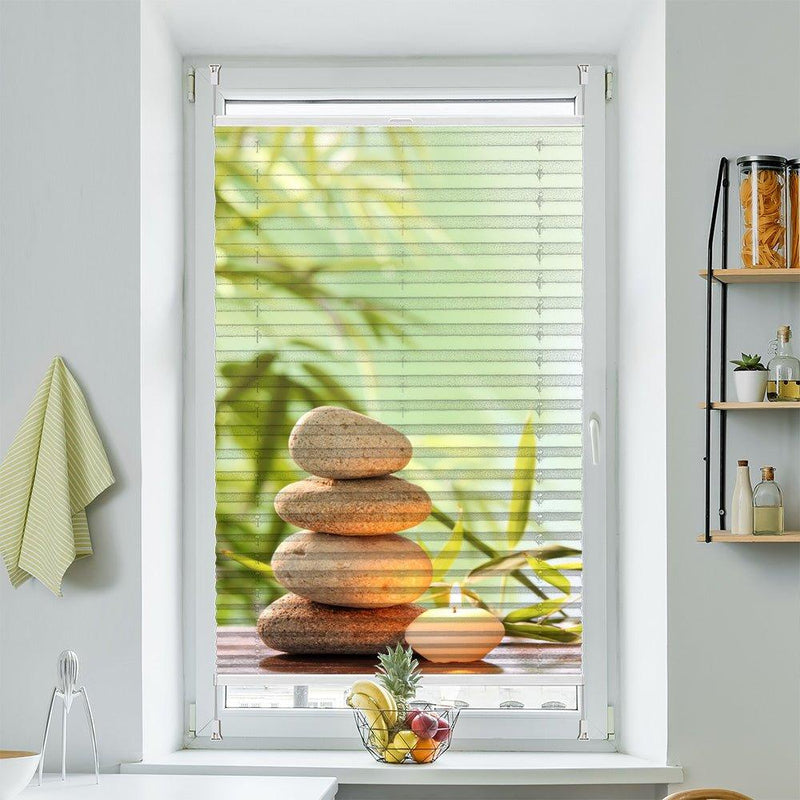 Plissee Motiv "Steinturm Kerze Bambus" - La-Melle