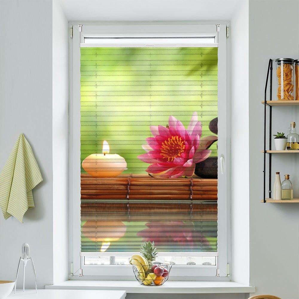 Wabenplissee Motiv "Steinturm Lotus Kerze" - La-Melle