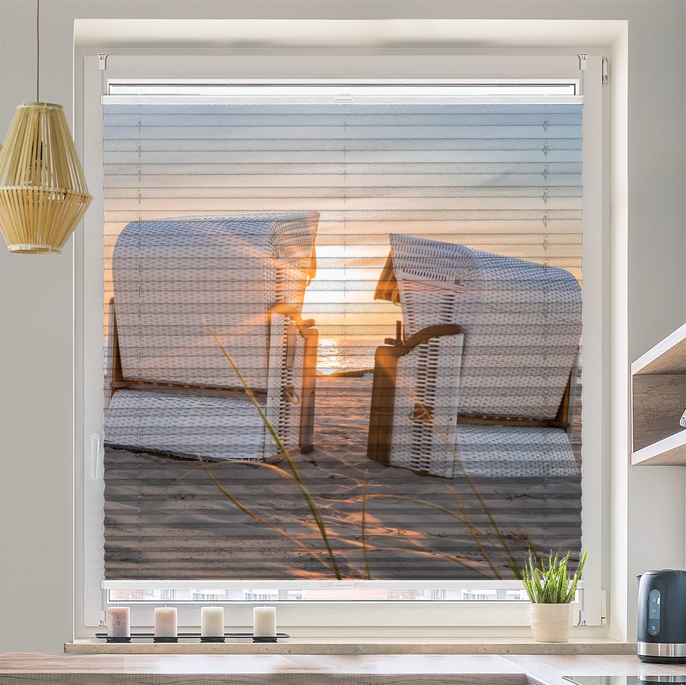 Wabenplissee Motiv "Strandkorb Nordsee Meer" - La-Melle