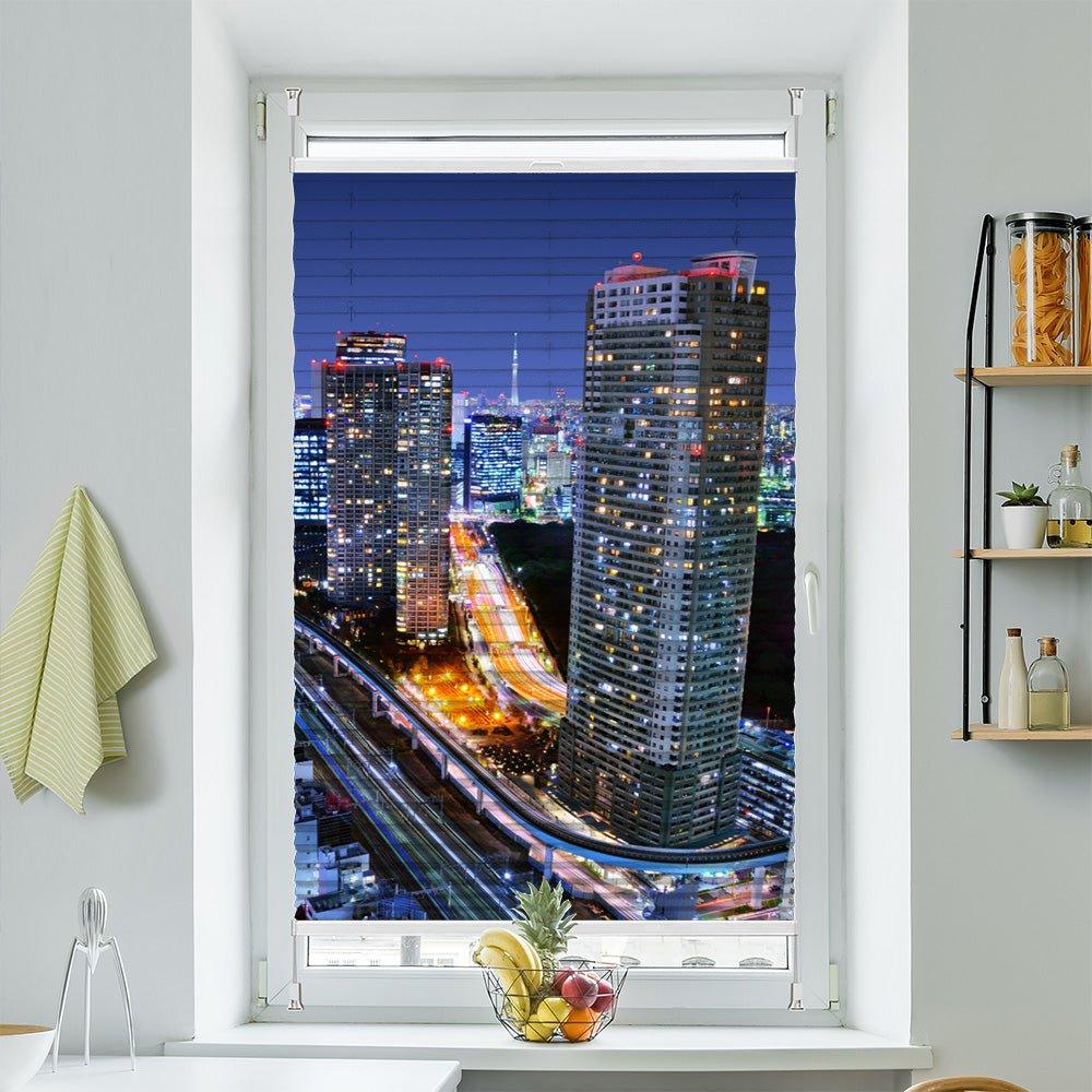 Wabenplissee Motiv "Tokio Skyline Bei Nacht" - La-Melle