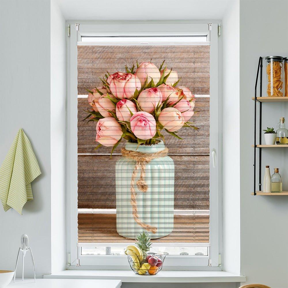 Plissee Motiv "Tulpen Vase Holzwand" - La-Melle