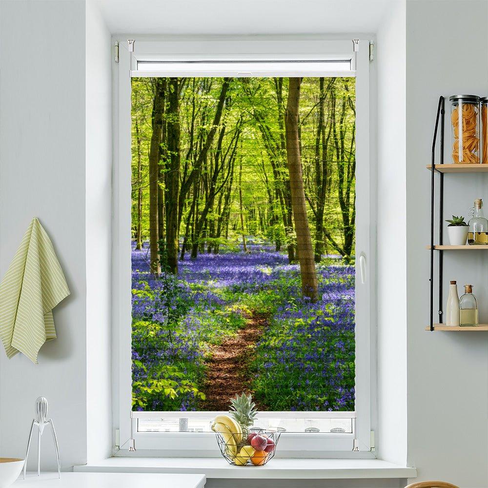 Wabenplissee Motiv "Wald Baeume Glockenblumen" - La-Melle