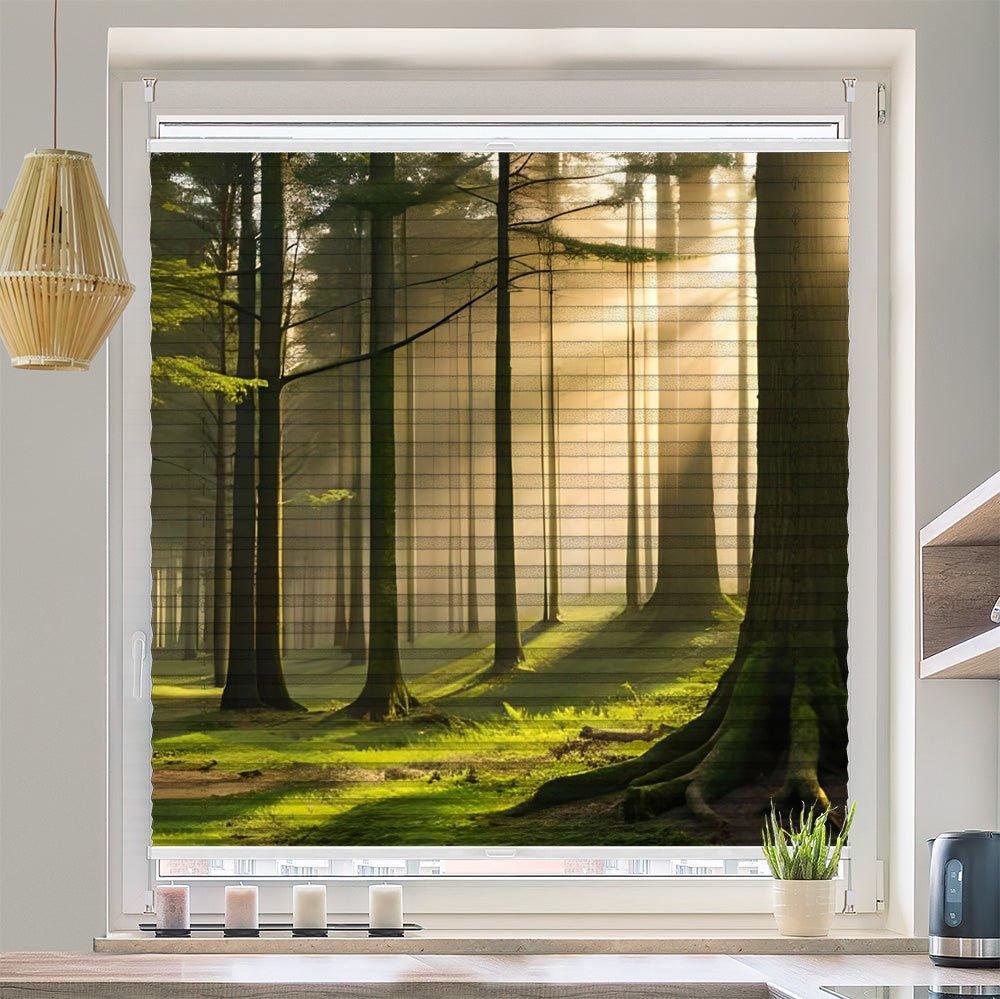 Wabenplissee Motiv "Wald Nebel Baeume" - La-Melle