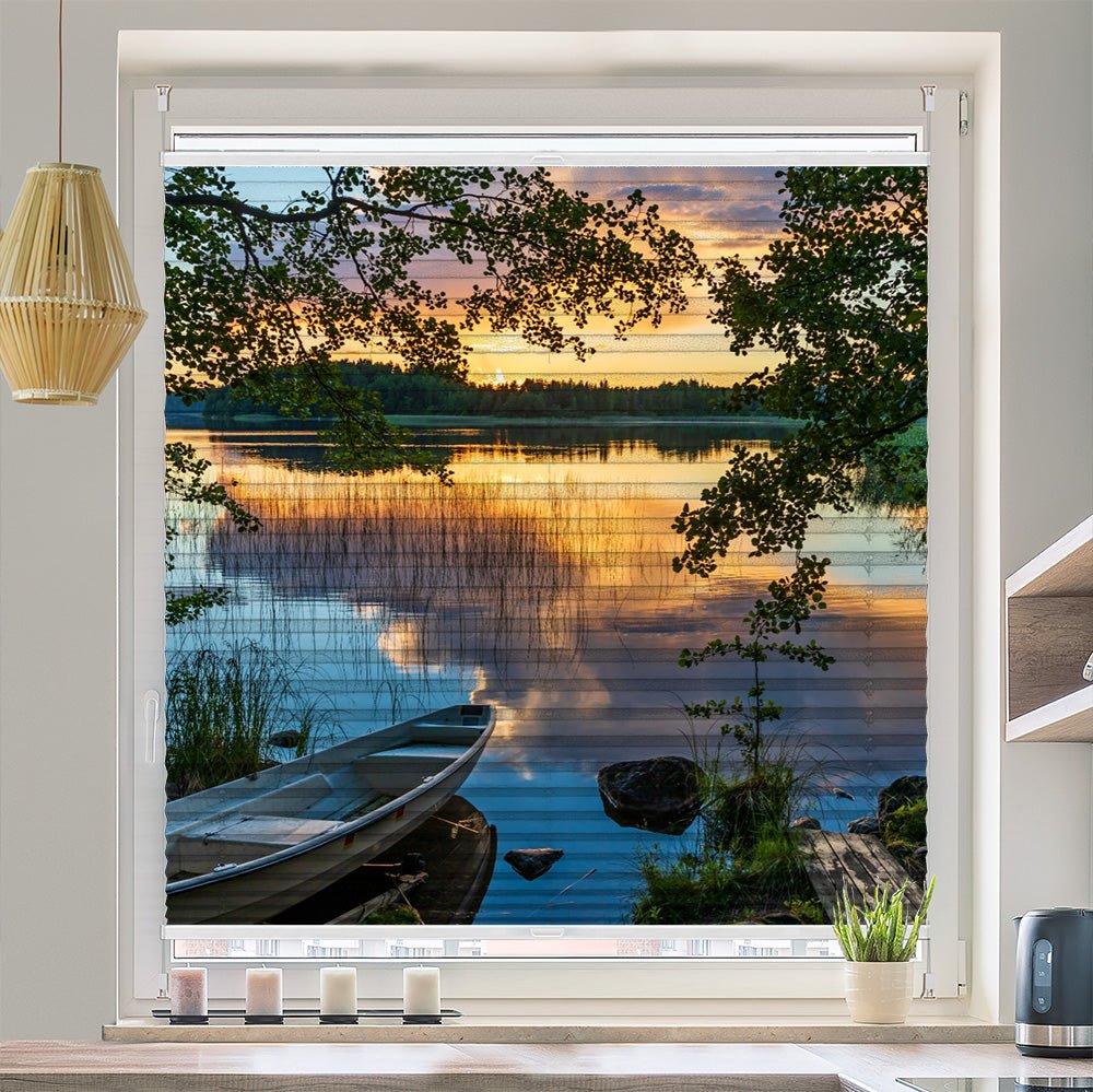 Wabenplissee Motiv "Wald See Boot" - La-Melle