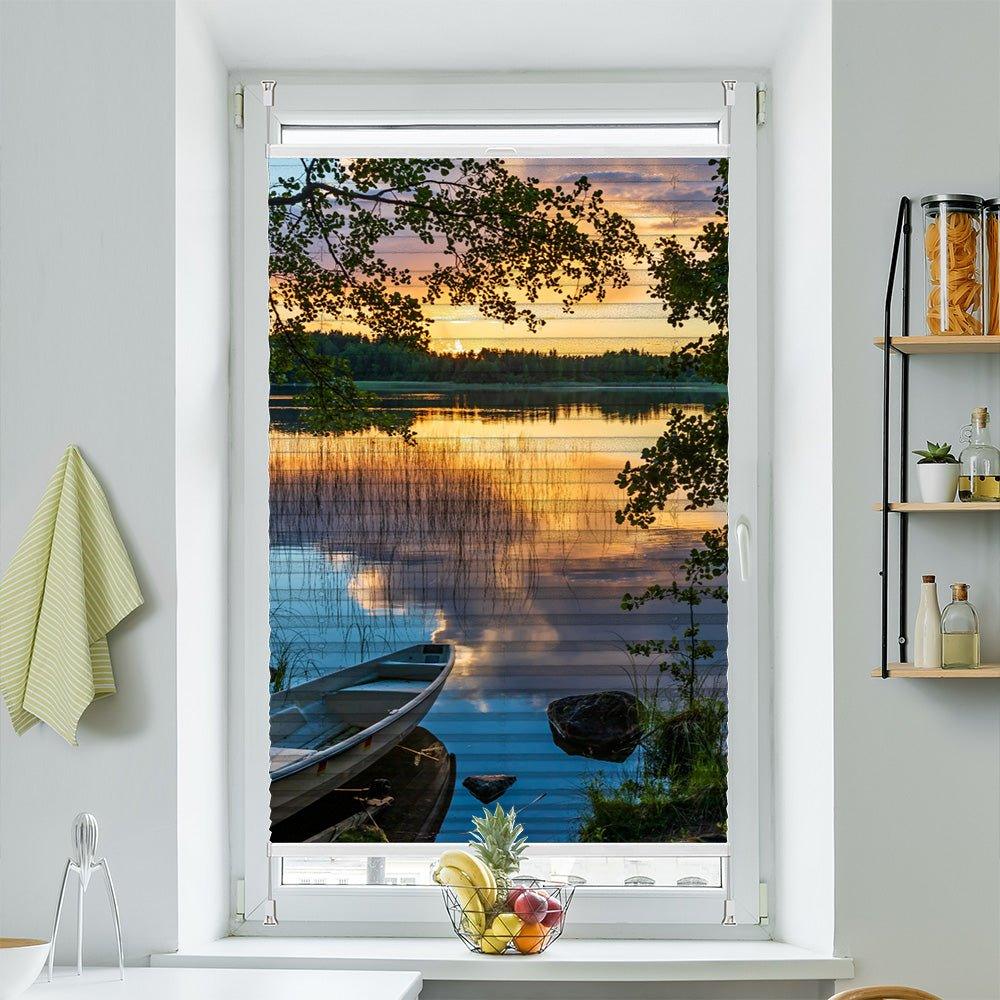 Wabenplissee Motiv "Wald See Boot" - La-Melle