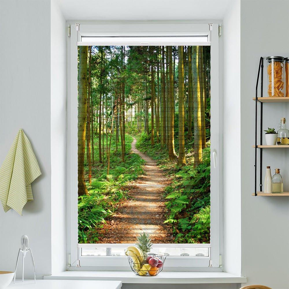 Wabenplissee Motiv "Waldweg Fruehling Wald Pfad" - La-Melle