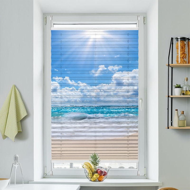 Wabenplissee Motiv "Sonne Strand Meer" - La-Melle