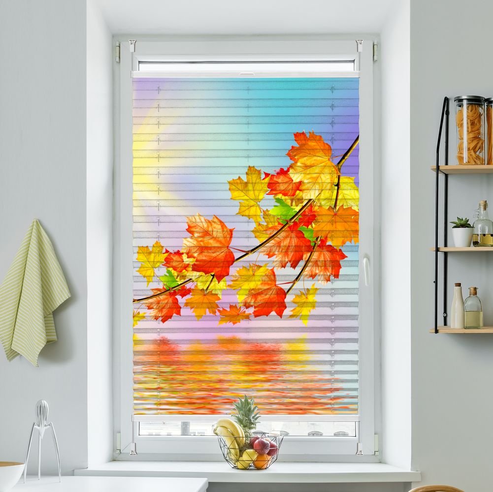 Wabenplissee Motiv 'Herbst Ahornblaetter' - La-Melle