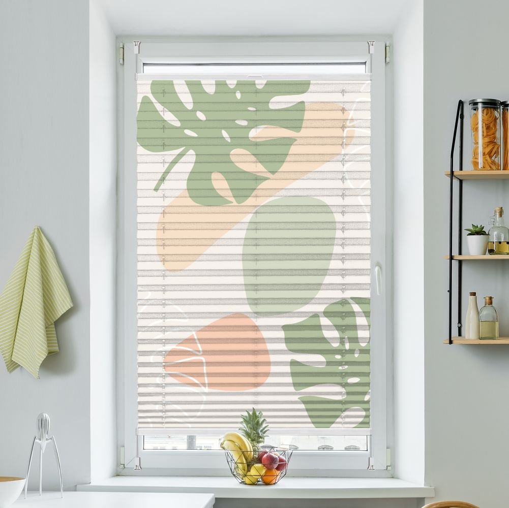 Wabenplissee Motiv 'Tropische Blaetter' - La-Melle