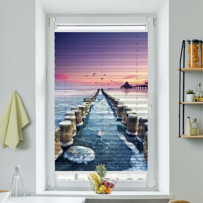 Wabenplissee Motiv 'Seebruecke Heringsdorf' - La-Melle