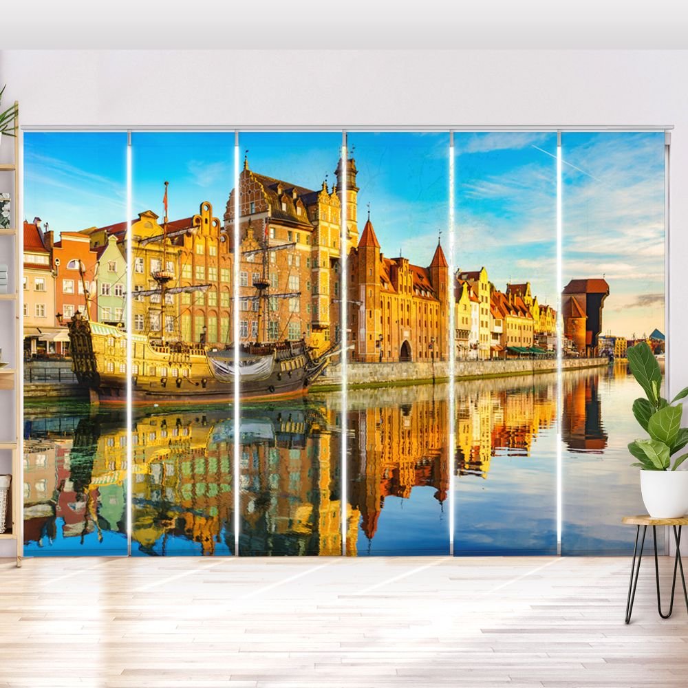 Schiebegardine Motiv 'Skyline Danzig Polen' - La-Melle