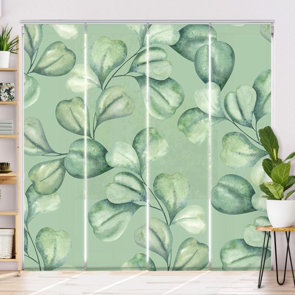 Schiebegardine Motiv 'Eucalyptus Wasserfarben' - La-Melle