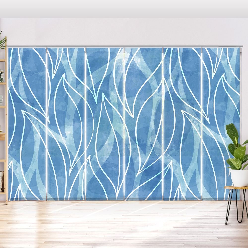 Schiebegardine Motiv 'Blaetter Wasserfarben' - La-Melle