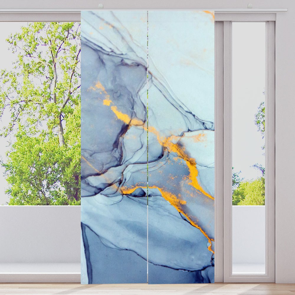 Schiebegardine Motiv "Blau gold abstrakt" - La-Melle