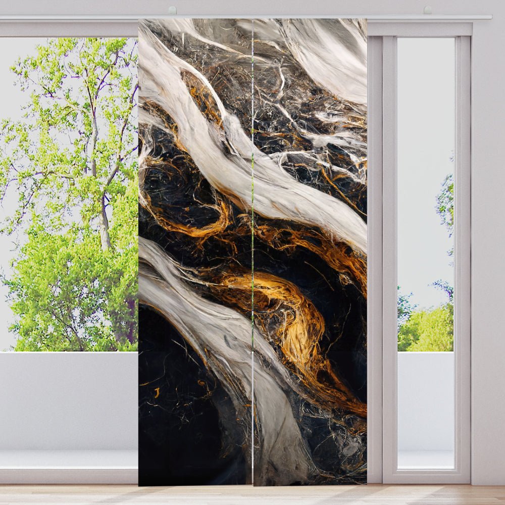 Schiebegardine Motiv "Marmor schwarz gold weiss" - La-Melle