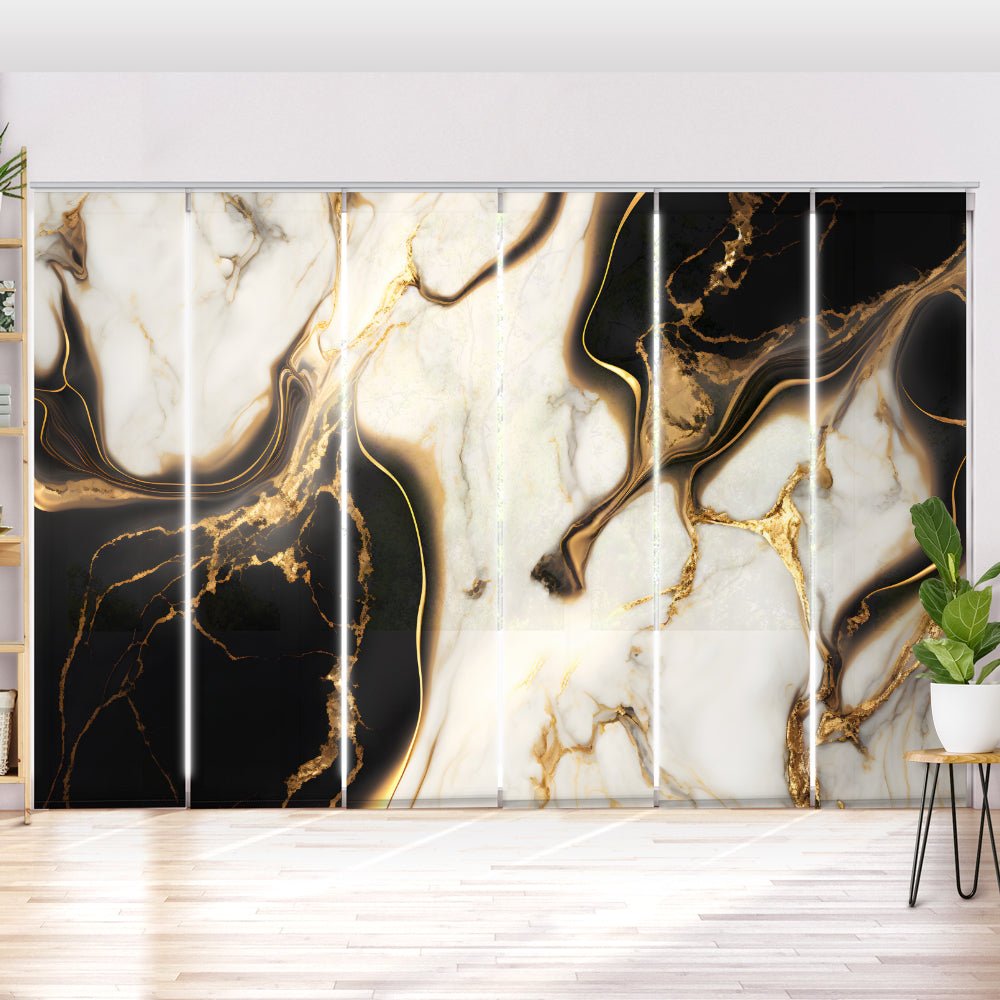 Schiebegardine Motiv "Marmor schwarz gold abstrakt" - La-Melle