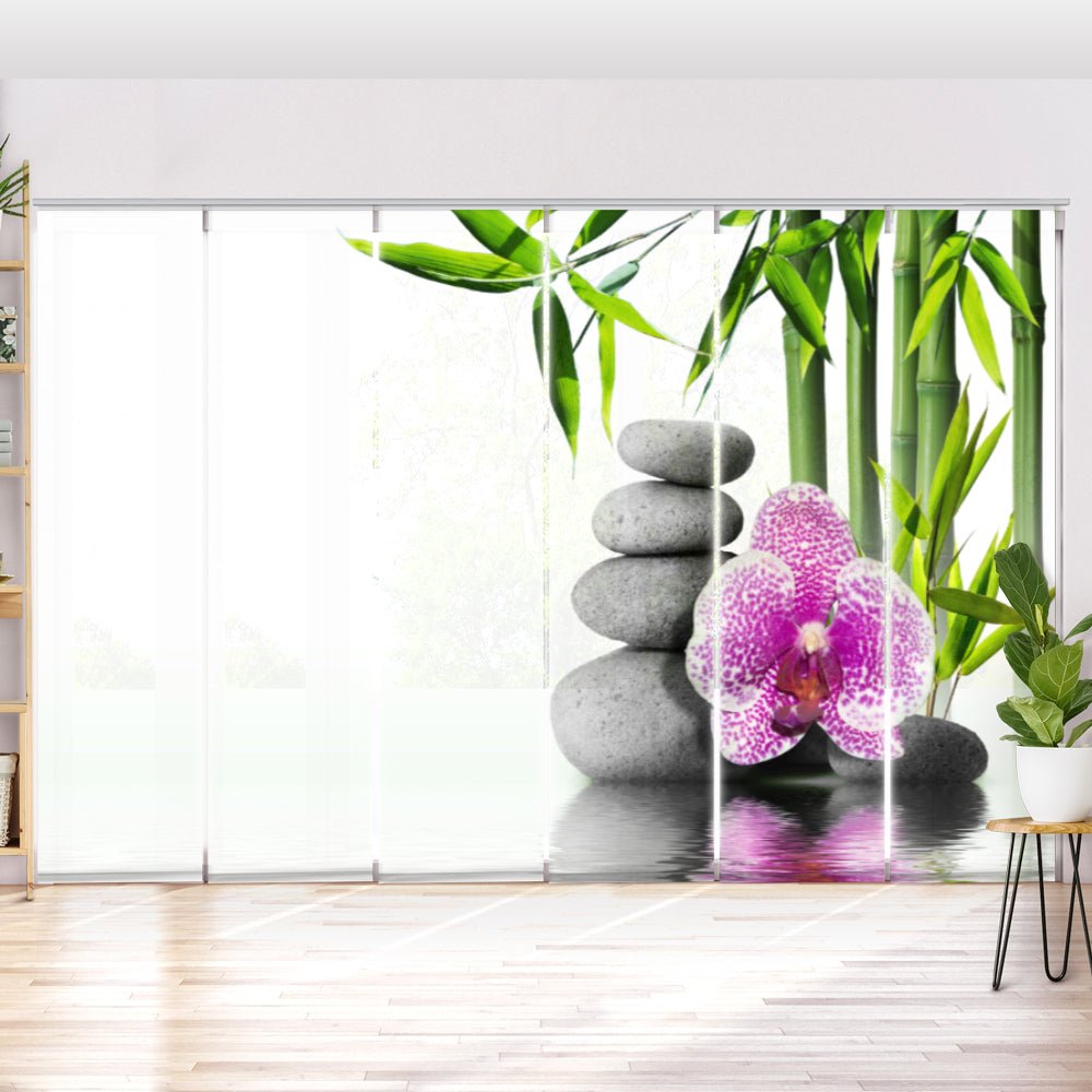 Schiebegardine Motiv "Bambus Orchidee zen stones" - La-Melle