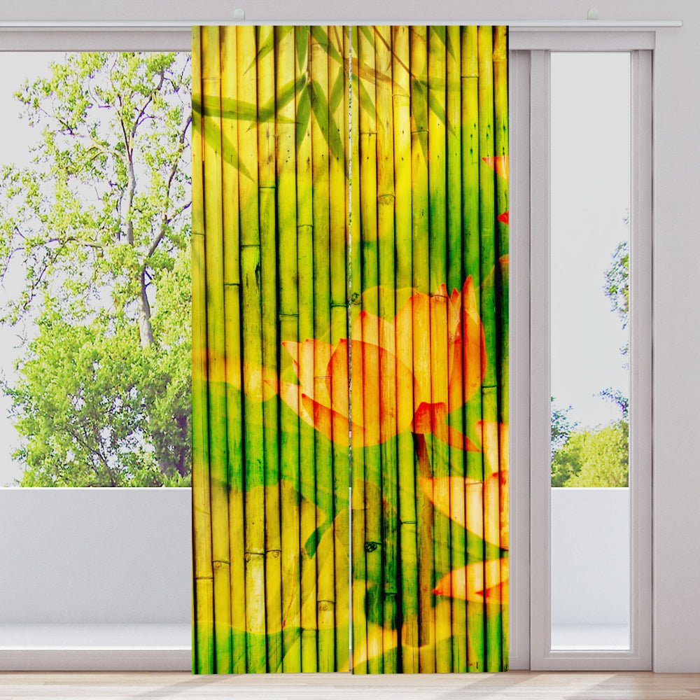 Schiebegardine Motiv "Bambus Seerose gemalt" - La-Melle