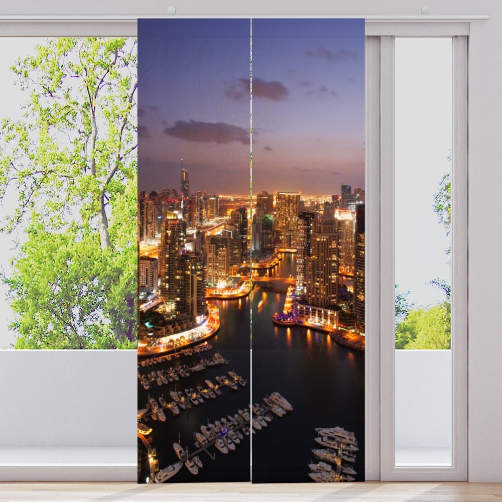 Schiebegardine Motiv "Skyline Dubai Hafen" - La-Melle