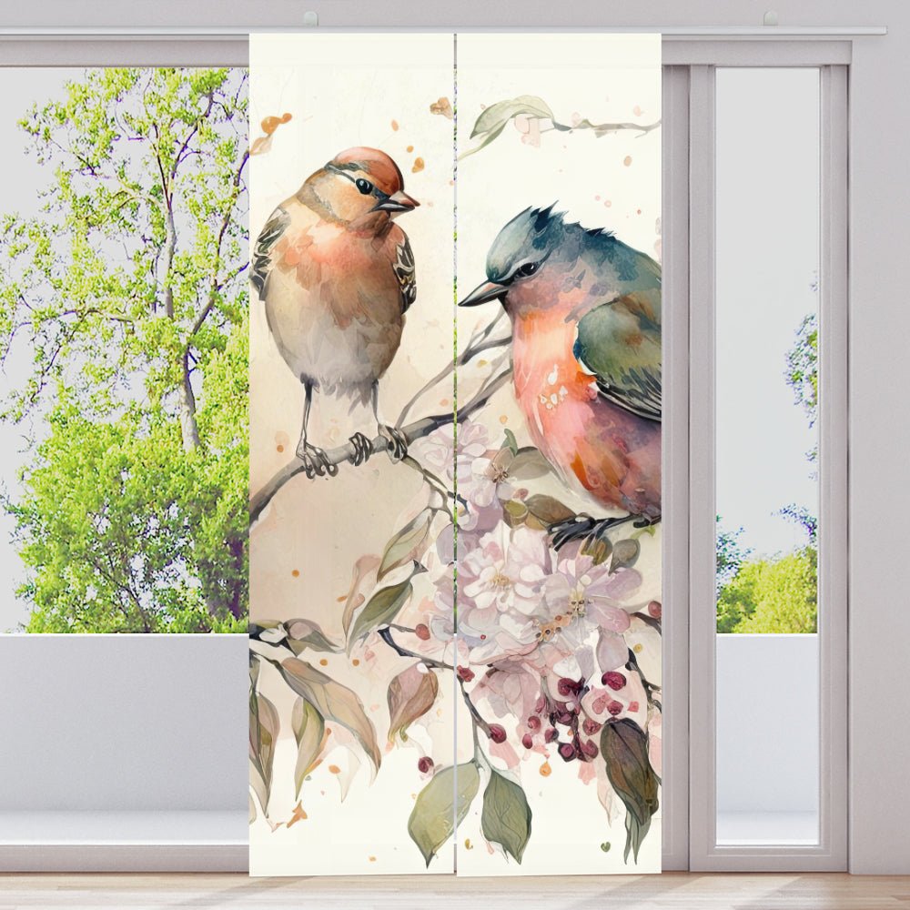 Schiebegardine Motiv "Finken auf Ast" - La-Melle