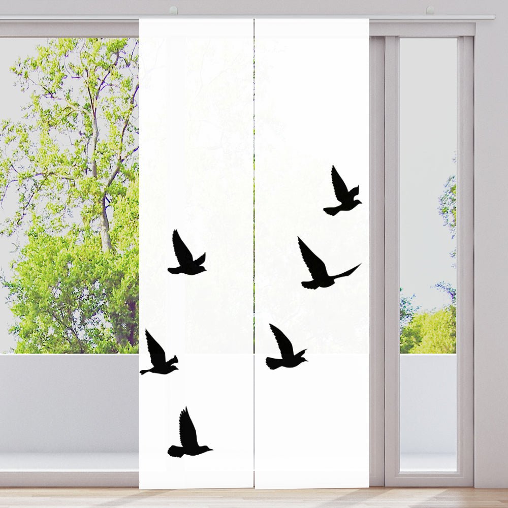 Schiebegardine Motiv "Vögel schwarz abstrakt" - La-Melle