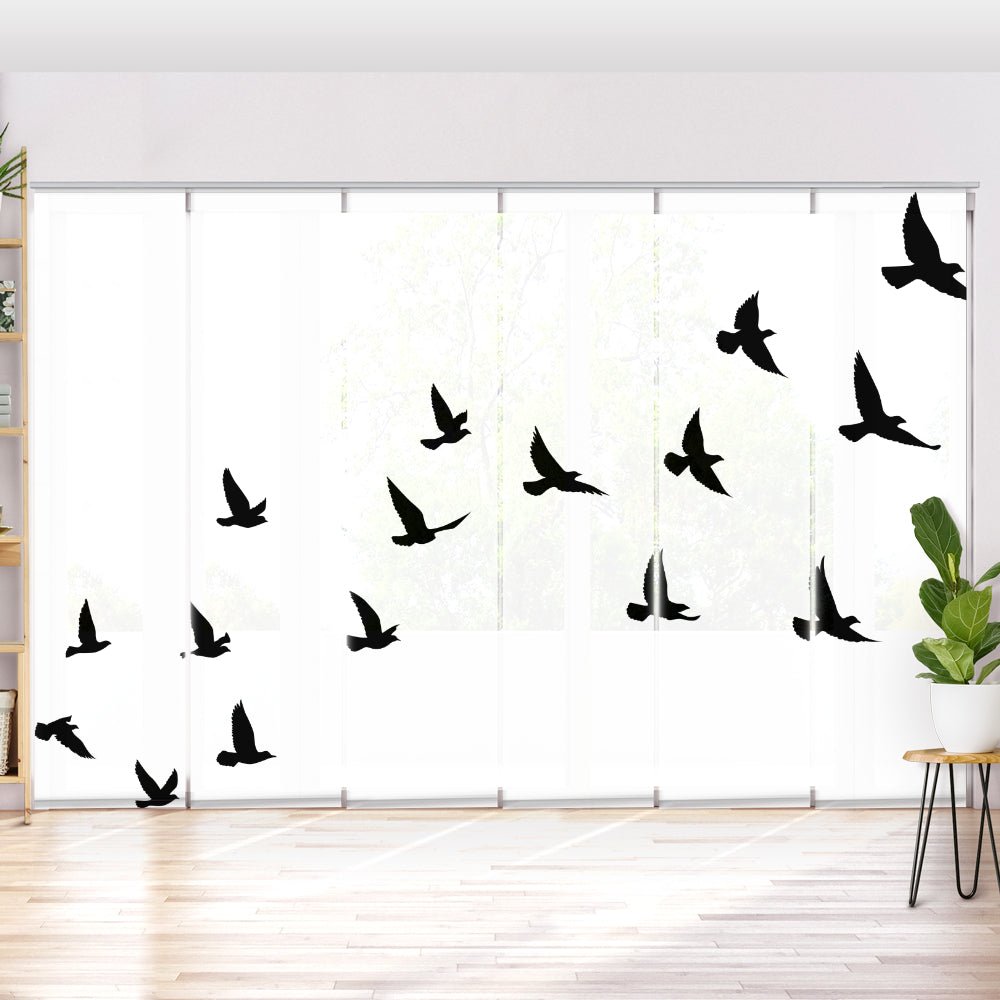 Schiebegardine Motiv "Vögel schwarz abstrakt" - La-Melle