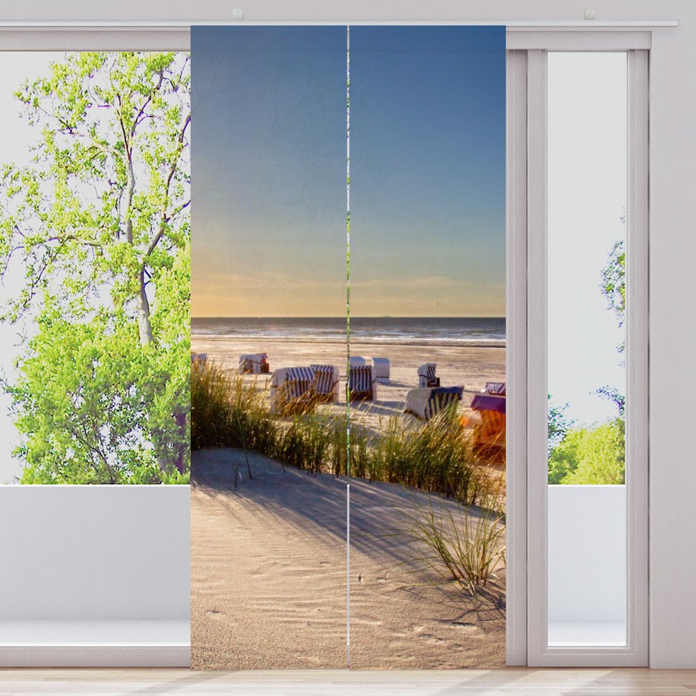 Schiebegardine Motiv "Strandkorb Meer Juist" - La-Melle