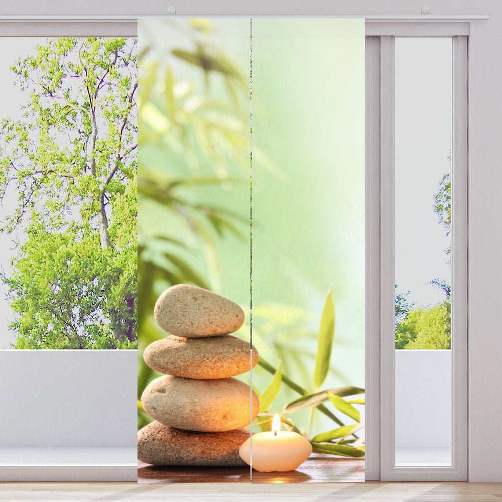 Schiebegardine Motiv "Kerze Steine Bambus" - La-Melle