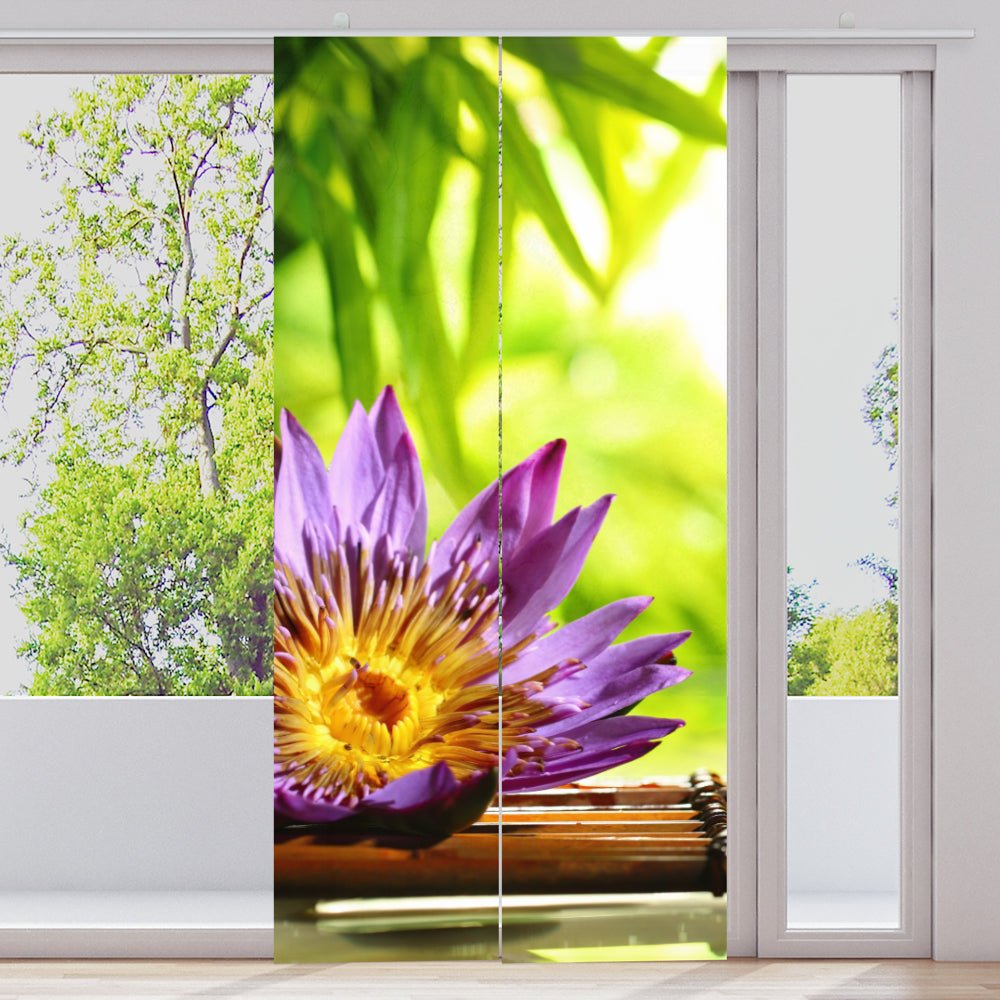 Schiebegardine Motiv "Lotus Wasser Bambus" - La-Melle