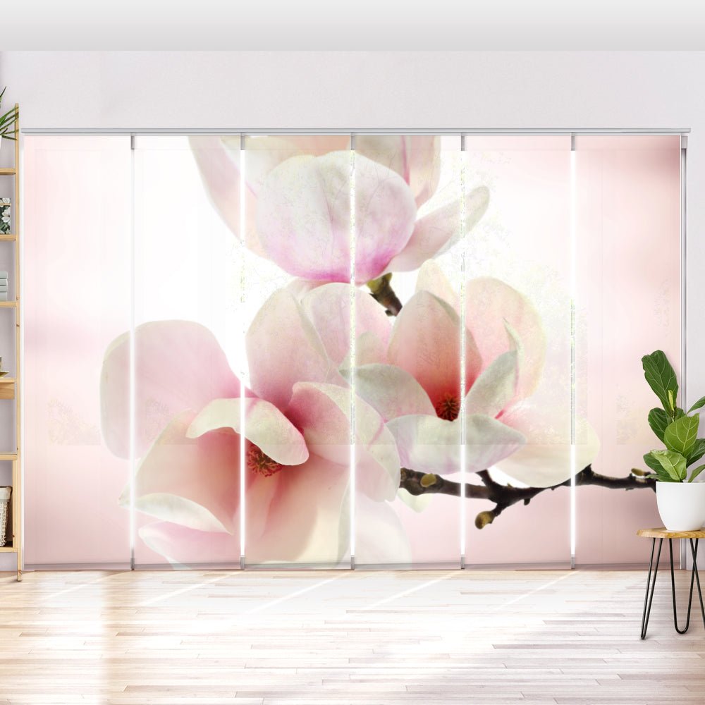 Schiebegardine Motiv "Magnolie rosa weiss" - La-Melle