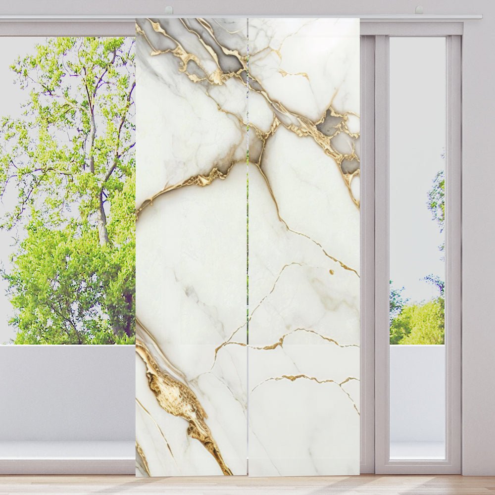 Schiebegardine Motiv "Marmor weiss gold Luxus" - La-Melle