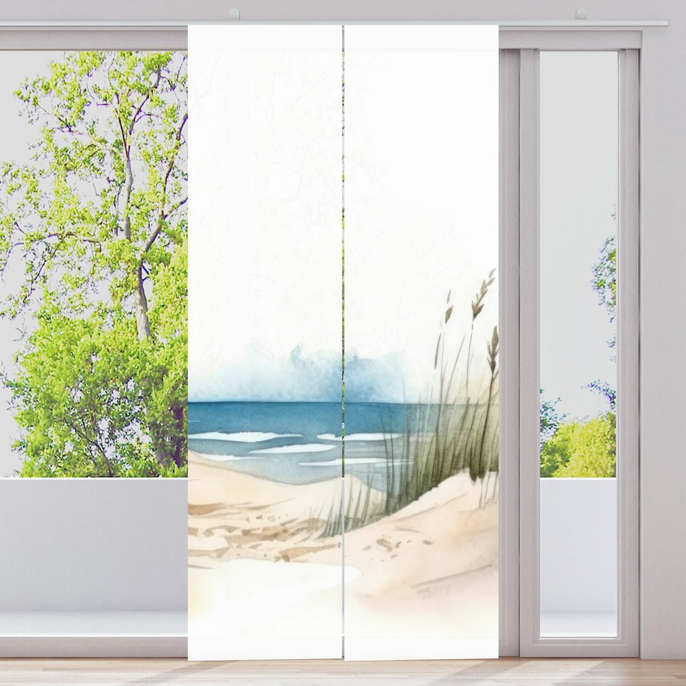 Schiebegardine Motiv "Meer Seegras Strand Aquarell" - La-Melle