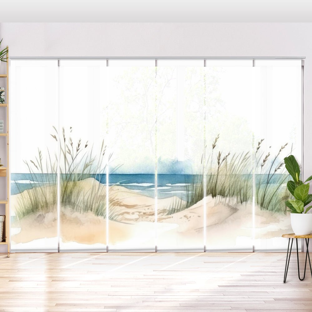 Schiebegardine Motiv "Meer Seegras Strand Aquarell" - La-Melle