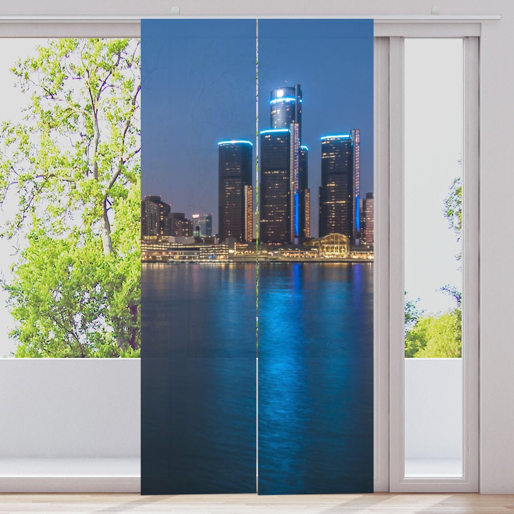 Schiebegardine Motiv "Skyline Michigan Detroit" - La-Melle