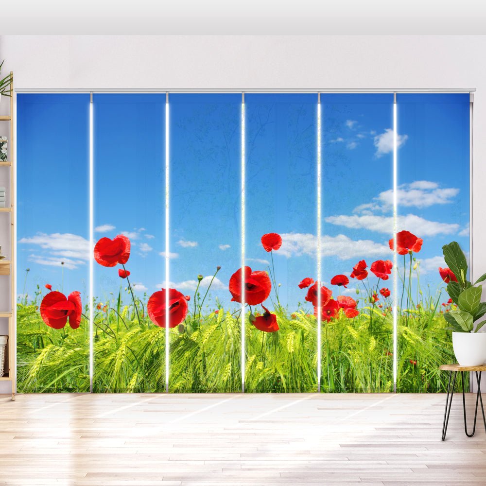 Schiebegardine Motiv "Blumenwiese Mohn" - La-Melle