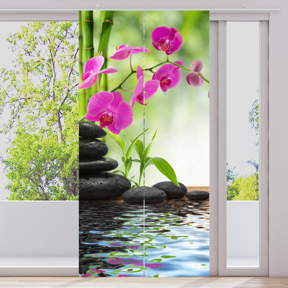 Schiebegardine Motiv "Orchidee zen stones" - La-Melle