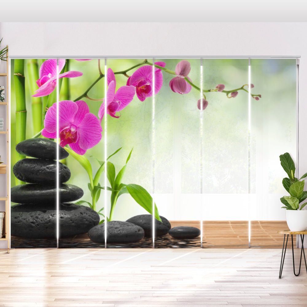 Schiebegardine Motiv "Orchidee zen stones" - La-Melle