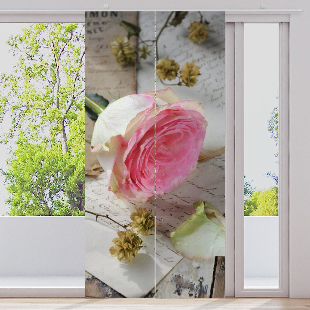 Schiebegardine Motiv "Brief Rose pink" - La-Melle