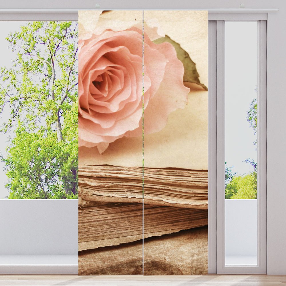 Schiebegardine Motiv "Rose Rosa Buch" - La-Melle